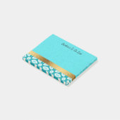 Gepersonaliseerd Arctic Blue Turquoise White Gold Post-it® Notes (Schuin)