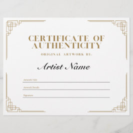 Gepersonaliseerd art Deco-certificaat van echtheid Briefhoofd