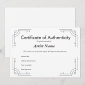 Gepersonaliseerd art Deco-certificaat van echtheid Kaart (Voorkant / Achterkant)