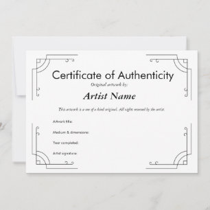 Gepersonaliseerd art Deco-certificaat van echtheid Kaart