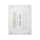 Gepersonaliseerd art Deco-certificaat van echtheid Notitieblok (Linkerzijde)