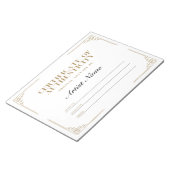 Gepersonaliseerd art Deco-certificaat van echtheid Notitieblok (Schuin)