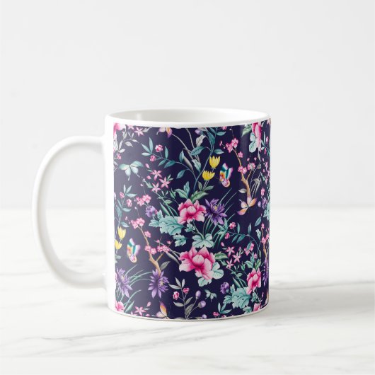 Gepersonaliseerd Art Deco Mok met Floral Design (Links)