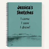 Gepersonaliseerd artistiek Blauwgroen Zee en bergp Notitieboek (Voorkant)