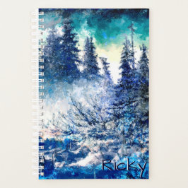 Gepersonaliseerd artistiek winterberglandschap planner