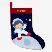 Gepersonaliseerd Astronaut Boy Kind Kleine Kerstsok (Voorkant)