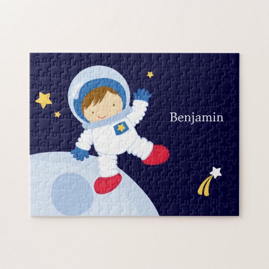 Gepersonaliseerd Astronaut Boy Kind Legpuzzel (Horizontaal)