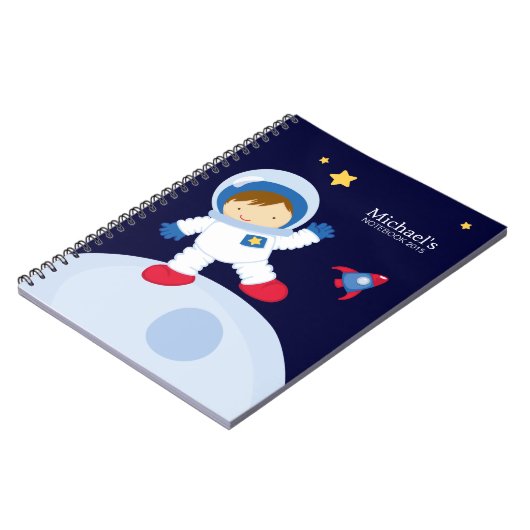 Gepersonaliseerd Astronaut Boy Kind Notitieboek (Linkerzijde)