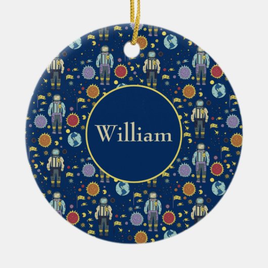 Gepersonaliseerd Astrounaut Space Man kleurrijk Keramisch Ornament (Voorkant)