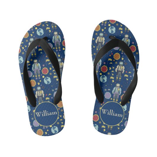 Gepersonaliseerd Astrounaut Space Man kleurrijk Kinder Teenslippers (Voetbed)