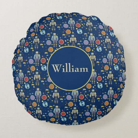 Gepersonaliseerd Astrounaut Space Man kleurrijk Rond Kussen (Voorkant)