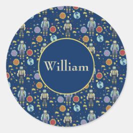 Gepersonaliseerd Astrounaut Space Man kleurrijk Ronde Sticker