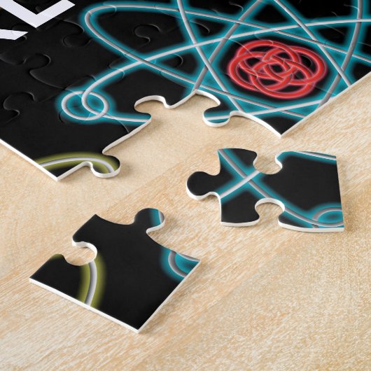 Gepersonaliseerd atoomstructuurpatroon wetenschap legpuzzel (Zijkant)