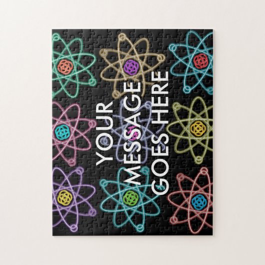 Gepersonaliseerd atoomstructuurpatroon wetenschap legpuzzel (Verticaal)