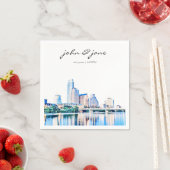 Gepersonaliseerd Austin Texas Skyline Wedding Servet (Insitu)