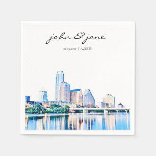 Gepersonaliseerd Austin Texas Skyline Wedding Servet