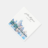 Gepersonaliseerd Austin Texas Skyline Wedding Servet (Hoek)