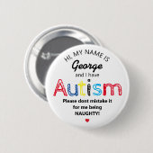 Gepersonaliseerd Autisme Bewustzijn | Grappige ASD Ronde Button 5,7 Cm (Voorkant /achterkant)