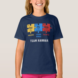 Gepersonaliseerd Autisme Puzzel Chemie Elementen T T-shirt