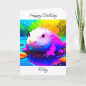Gepersonaliseerd Axolotl Kind Verjaardag Kaart (Voorkant)