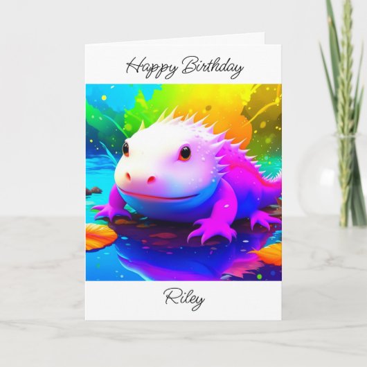 Gepersonaliseerd Axolotl Kind Verjaardag Kaart (Voorkant)