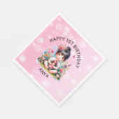  gepersonaliseerd Aziatisch meisje en poppenverjaa Servet (Hoek)