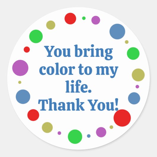 Gepersonaliseerd baan dank u ronde sticker (Voorkant)