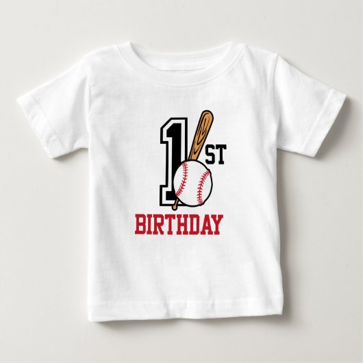 Gepersonaliseerd baby baseball T-shirt 1e verjaard (Voorkant)