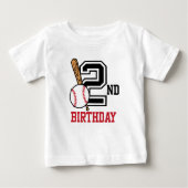 Gepersonaliseerd baby baseball T-shirt 2e verjaard (Voorkant)