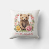 Gepersonaliseerd Baby Beer Roze Gele Rozen Baby Kussen (Achterkant)