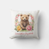 Gepersonaliseerd Baby Beer Roze Gele Rozen Baby Kussen (Voorkant)
