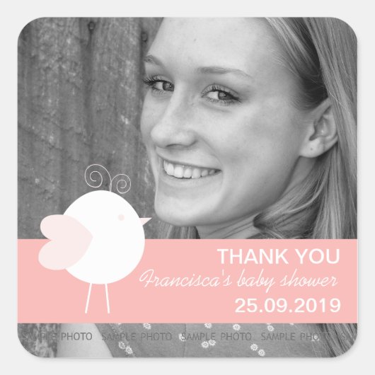 Gepersonaliseerd Baby Birds Baby shower is gunstig Vierkante Sticker (Voorkant)