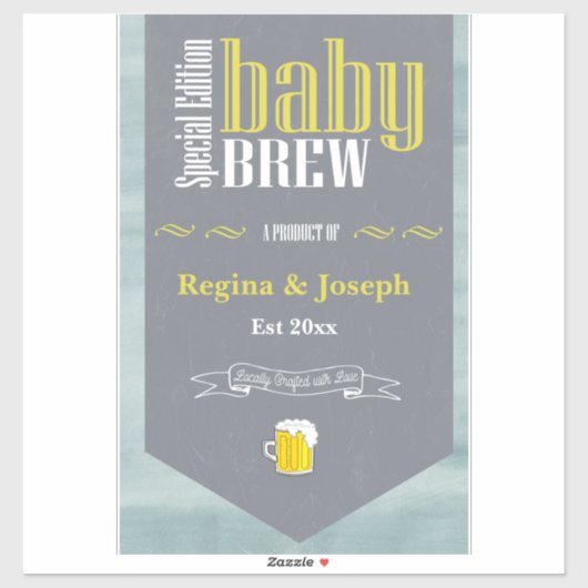 Gepersonaliseerd Baby Brew Funny Beer Theme Sticker (Vel)