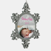 Gepersonaliseerd Baby eerste kerstsnowflake Tin Sneeuwvlok Ornament (Links)