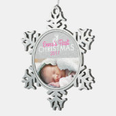 Gepersonaliseerd Baby eerste kerstsnowflake Tin Sneeuwvlok Ornament (Rechts)