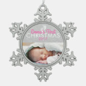 Gepersonaliseerd Baby eerste kerstsnowflake Tin Sneeuwvlok Ornament (Voorkant)