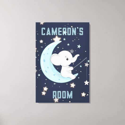 Gepersonaliseerd Baby Elephant Vist 4 sterren Post Canvas Afdruk (Voorkant)