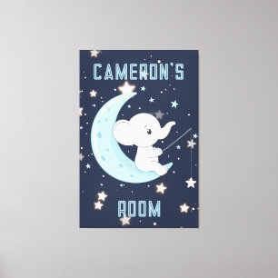 Gepersonaliseerd Baby Elephant Vist 4 sterren Post Canvas Afdruk
