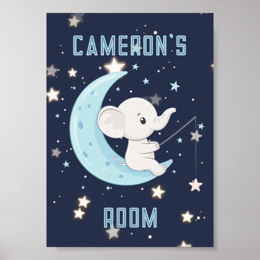 Gepersonaliseerd Baby Elephant Vist 4 sterren Post Poster (Voorkant)