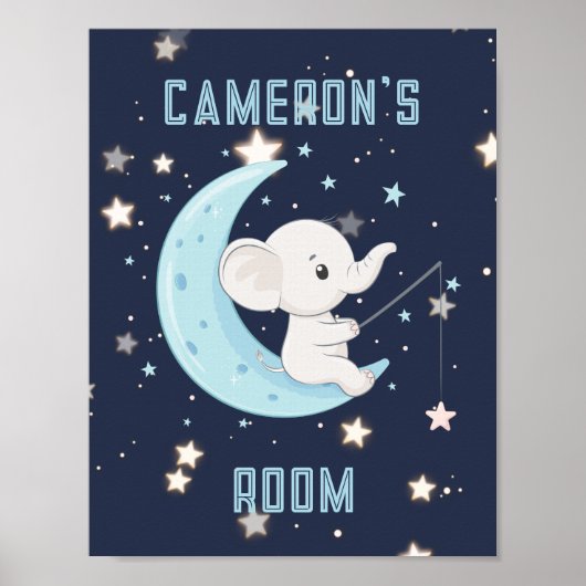 Gepersonaliseerd Baby Elephant Vist 4 sterren Post Poster (Voorkant)