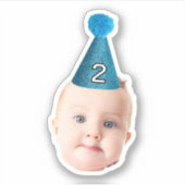 Gepersonaliseerd Baby Face Fotofeest Milestone Bir Sticker (Voorkant)