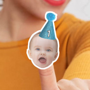 Gepersonaliseerd Baby Face Fotofeest Milestone Bir Sticker