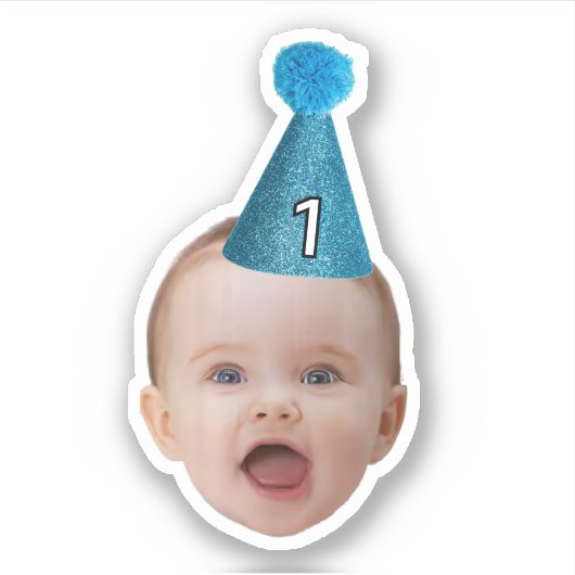 Gepersonaliseerd Baby Face Fotofeest Milestone Bir Sticker (Voorkant)