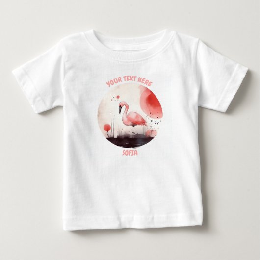 Gepersonaliseerd baby Flamingo T-shirt (Voorkant)