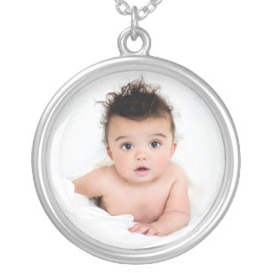 Gepersonaliseerd Baby fotosjabloon Zilver Vergulden Ketting