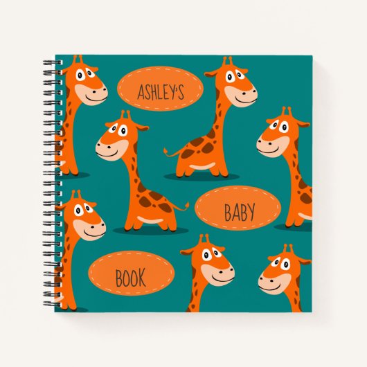 Gepersonaliseerd Baby Giraffe Notitieboek (Voorkant)