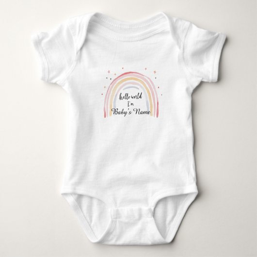 Gepersonaliseerd Baby Hallo T-shirt – "Wereld, ik  (Voorkant)