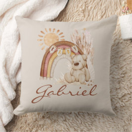 Gepersonaliseerd Baby naam Boho Beer Rainbow Sunsh Kussen