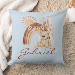 Gepersonaliseerd Baby naam Boho Beer Rainbow Sunsh Kussen
