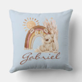 Gepersonaliseerd Baby naam Boho Beer Rainbow Sunsh Kussen (Achterkant)